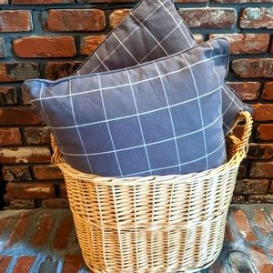 2 Down stuffed, Grey and cream striped, Throw Pillows